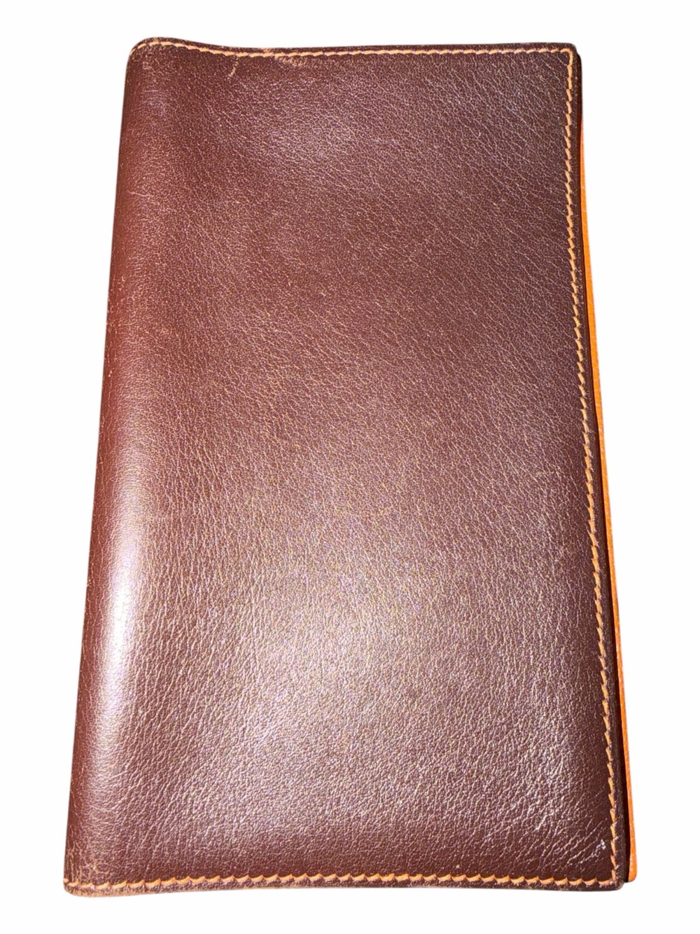 Authentic Hermès Bicolor Burgundy / Orange Leather Vision Agenda Cover Planner